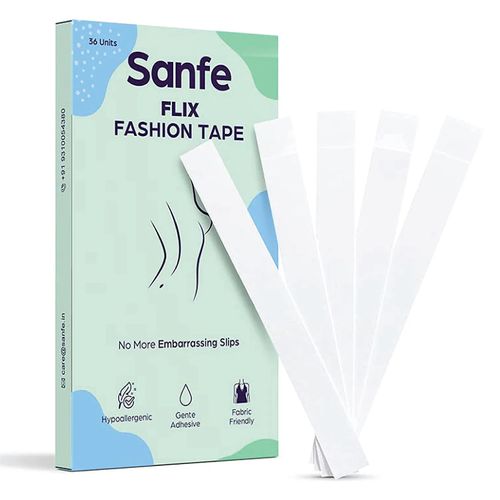 Sanfe Flix Fashion Tape, Fabric Tape & Body Tape, 36 piece Double sided fashion tape, Backless support, Fabric friendly Adhesive