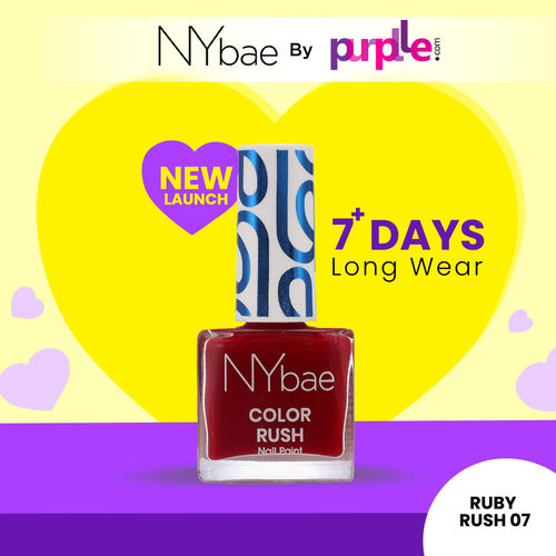 NY Bae Color Rush Nail Paint | Chip Resistant | Long Lasting | Quick Dry | Gel Nail Polish - Ruby Rush 07 (5.6ml)