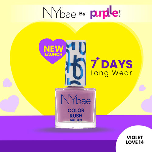 NY Bae Color Rush Nail Paint | Chip Resistant | Long Lasting | Quick Dry | Gel Nail Polish - Violet Love 14 (5.6ml)