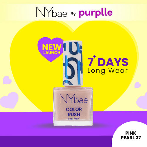 NY Bae Color Rush Nail Paint - Pink Pearl 37 (5.6 ml) | Chip Resistant | Long Lasting | Quick Dry | Gel Nail Polish