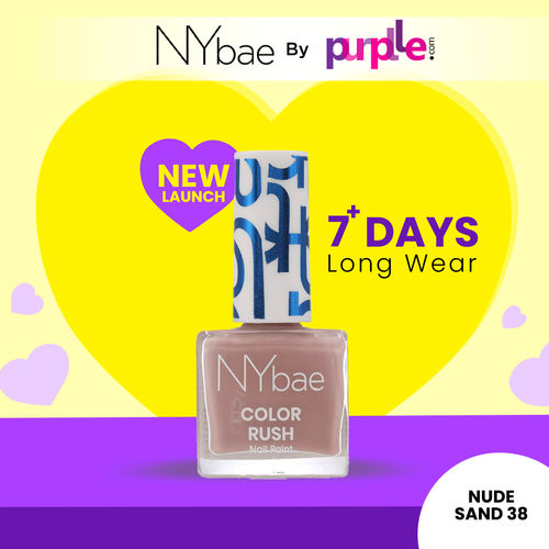 NY Bae Color Rush Nail Paint | Chip Resistant | Long Lasting | Quick Dry | Gel Nail Polish - Nude Sand 38 (5.6ml)