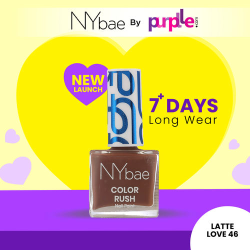 NY Bae Color Rush Nail Paint | Chip Resistant | Long Lasting | Quick Dry | Gel Nail Polish - Latte Love 46 (5.6ml)