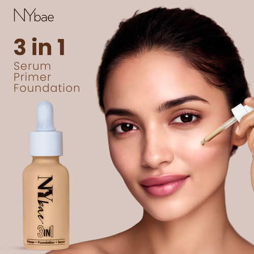 NY Bae 3 IN 1 Serum Foundation- Cool Pearl 10 (30 ml) | Infused with Primer | Moisturising I Glowing Korean Skin I Celeb Glow | Dewy Makeup | Evens Skin Tone | Ultra Glow