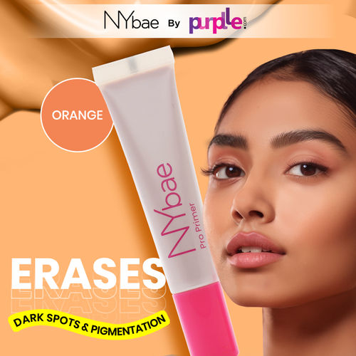 NY Bae Pro Primer | Orange Colour Corrector | Face Primer | Glowing Korean Skin | Cancels Darkness | Conceals Pigmentation | Pore Minimising | Long Lasting Makeup
