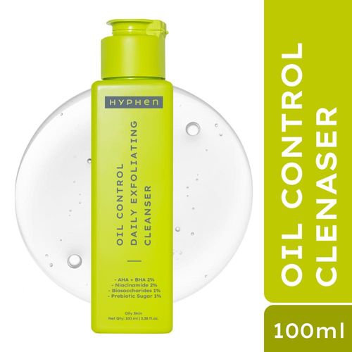 Hyphen Oil Control Daily Exfoliating Cleanser | Face Wash for Oily & Acne Prone Skin | 2% AHA + BHA, Salicylic Acid & 2% Niacinamide - 100 ml