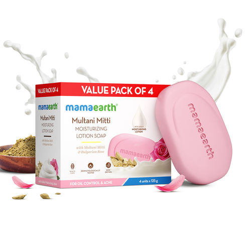 Mamaearth Multani Mitti Moisturizing Lotion Soap Pack of 4 (125 g x 4)