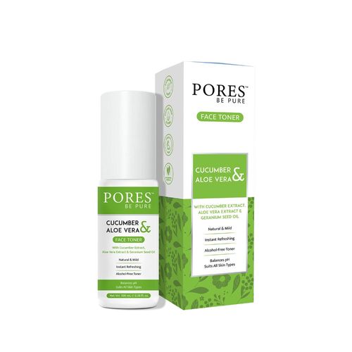 PORES Be Pure Aloe Vera Cucumber Face Toner with Geranium Seed Oil | for Instant Refreshing Balances pH Suits All Skin Types | No Sulphate, Parabens, Alcohol Free – 100ml