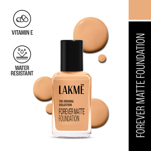 Lakme FOREVER MATTE FOUNDATION for Superior Coverage, Vit E, lightweight & water-resist Natural Marble 27ml