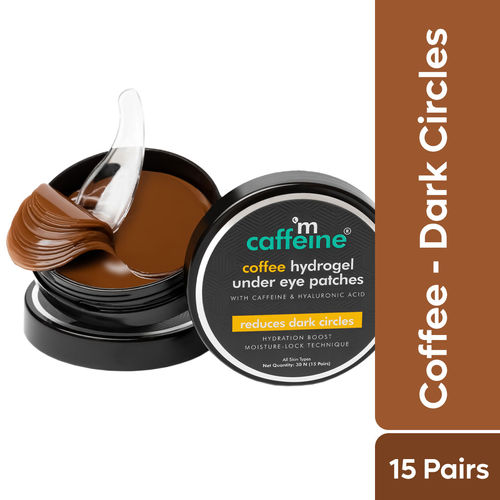mCaffeine Coffee Hydrogel Under Eye Patches for Dark Circles with Hyaluronic Acid - 15 Pcs