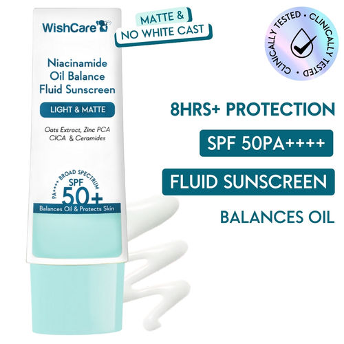 WishCare Niacinamide Oil Balance Sunscreen SPF 50 PA++++ - In vivo Tested - Light & Matte Sunscreen for Oily Skin (50 gm)