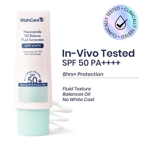 WishCare Niacinamide Oil Balance Sunscreen SPF 50 PA++++ - In vivo Tested - Light & Matte Sunscreen for Oily Skin (50 gm)