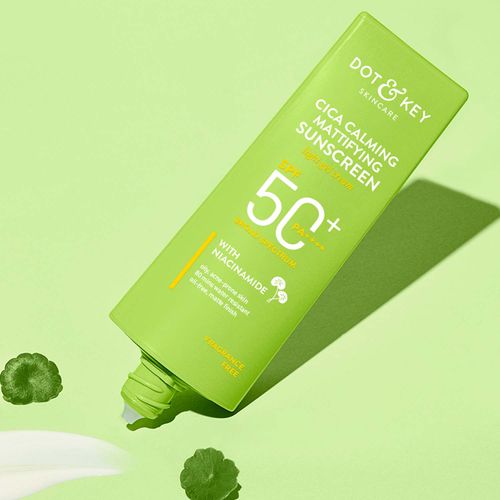 Dot & Key CICA Claming Niacinamide Sunscreen with SPF 50 PA+++ | UV Protection Face Sunscreen for Oily, Acne Prone & Sensitive Skin | 50g