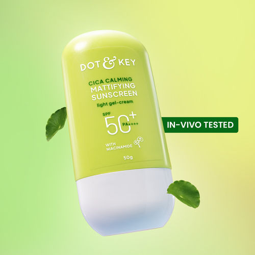 Dot & Key CICA Calming Niacinamide Sunscreen with SPF 50 PA+++ | In-Vivo Tested Face Sunscreen for Oily, Acne Prone & Sensitive Skin | 50 gm