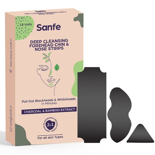 Sanfe Deep Cleansing Forehead, Chin & Nose Strips | Removes unwanted blackheads, whiteheads, oil and dirt instantly & painlessly 18 Units