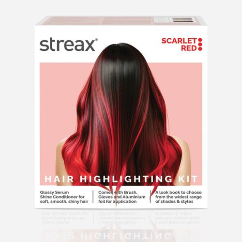 Streax Ultralights Hair Colour Highlight Kit | Red Hair Colour, Scarlet Red - Pack of 1 I Enriched with Walnut & Argan Oil I Hair Colour for Women | Rich, vibrant, Easy to use, DIY Application,220 gm
