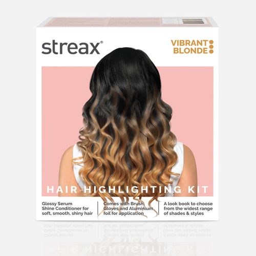 Streax Ultralights Hair Colour Highlight Kit | Blonde Hair Colour, Vibrant Blonde - Pack of 1 I Enriched with Walnut & Argan Oil I Hair Colour for Women | Rich, vibrant, Easy to use, DIY Application, 220 gm