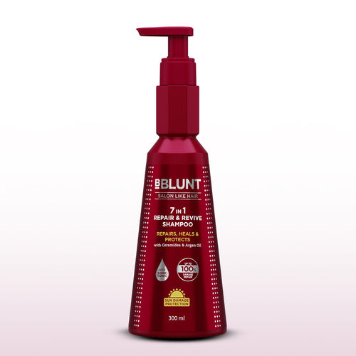Bblunt 7 in 1 Repair & Revive Shampoo for Upto 100% Damage Repair - 300 ml Addresses 7 Signs of Hair Damage | Enriched with Ceramides & Argan Oil