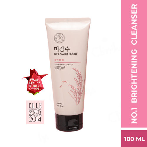 The Face Shop Rice Water Bright Foaming Face Wash 100 ml | Face Wash for Glowing Skin | Cleanser for Uneven Skin Tone | Korean Skin Care, For Oily skin