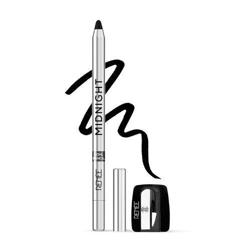 Renee Midnight Kohl Pencil, Darkest black, One-Swipe-Application with rich color Payoff, Smudgeproof and waterproof, Enriched with Vitamin E, Olive Oil and Castor Oil, 1.5 gm