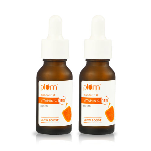Plum Mandarin & Vitamin C Serum Glow Boost Serum Duo | Dermat-Tested | Boosts Glow | Reduces Dark Spots & Pigmentation | Lightweight & Quick-absorbing | ( Pack of 2)