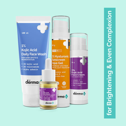 The Derma Co. Kojic Glow: Comprehensive Skin Care Regimen for Brightening & Even Complexion Combo of 4