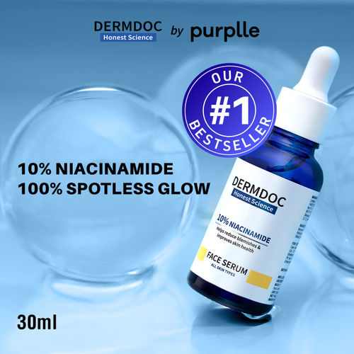 DERMDOC by Purplle 10% Niacinamide Face Serum (15 ml) | skin radiance face serum |fades dark spots |niacinamide serum | niacinamide for face | niacinamide serum for oily skin | skin brightening serum - Naturis