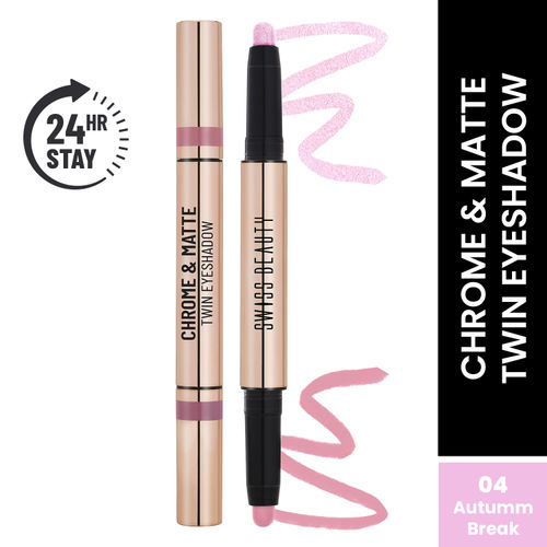 Swiss Beauty Chrome & Matte Twin Eyeshadow Stick | Mix of Matte and Shimmer | Easy to Blend, Non-Creasing Eyeshadow | 24 Hour Stay| 4-Autumm break