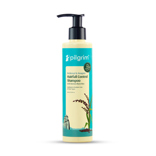 Pilgrim Redensyl & Anagain Hairfall Control Shampoo with Korean Black Rice 200 ml | Anti Hairfall shampoo for Men & Women | Reduces Hairfall | Promotes Hair Thickness | For All Hair Types