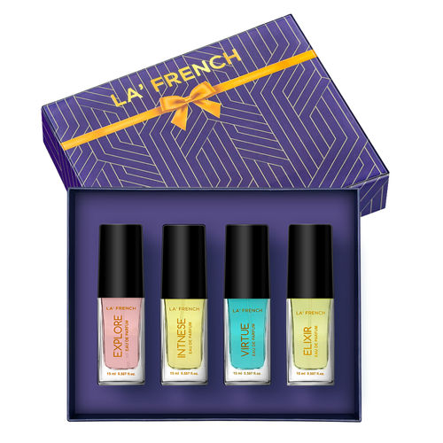 La' French ELIXIR, EXPLORE, INTENSE & VIRTUE Perfume Gift Set for Men & Women, 4x15ml