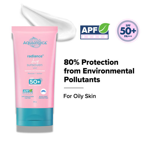 Aqualogica Radiance+ Dewy Lightweight Sunscreen Gel SPF 50+ PA+++ for Oily & Acne-Prone Skinv 30 gm|Tested on Gen Z