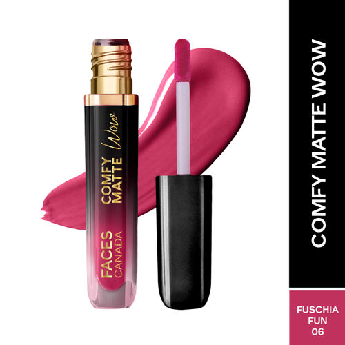 FACES CANADA Comfy Matte Wow Liquid Lipstick - Fuschia Fun 06, 3.8ml | One Swipe Application | Highly Pigmented | Comfortable Wear | Glides Smoothly | Long Lasting | Transferproof