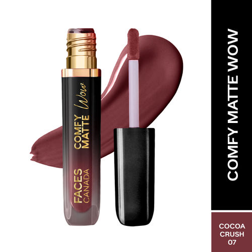 FACES CANADA Comfy Matte Wow Liquid Lipstick - Cocoa Crush 07, 3.8ml | One Swipe Application | Highly Pigmented | Comfortable Wear | Glides Smoothly | Long Lasting | Transferproof