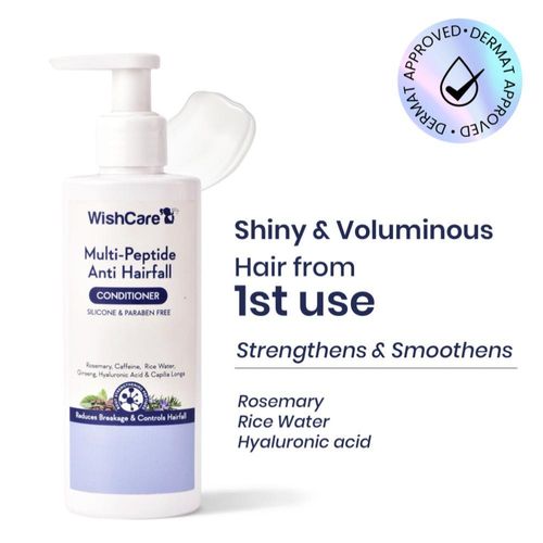 WishCare Multi Peptide Anti Hairfall Conditioner|Strengthens Roots & Reduces Hairfall|Hydrates & Smoothens Scalp|Increases Shine & Nourishes Hair|Controls Frizziness|Suitable for All Hair Types|200 ml