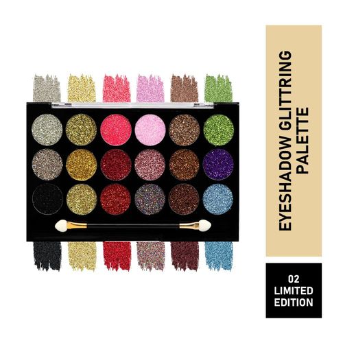 Mattlook Glitters N Highlight 18 Colour Glittering Eyeshadow Palette, Limited Edition (18 gm)