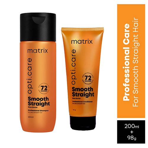 Matrix Opti Care Professional Ultra Smoothing Shampoo + Opti.Care Professional Anti-Frizz Conditioner | For Straight hair (200 ml + 98 g)