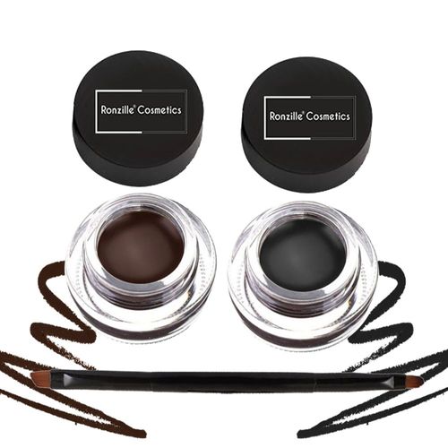 RONZILLE Black & Brown 2 in 1 WaterProof & Smudge Proof Gel Eyeliner Kajal - Pack of 2