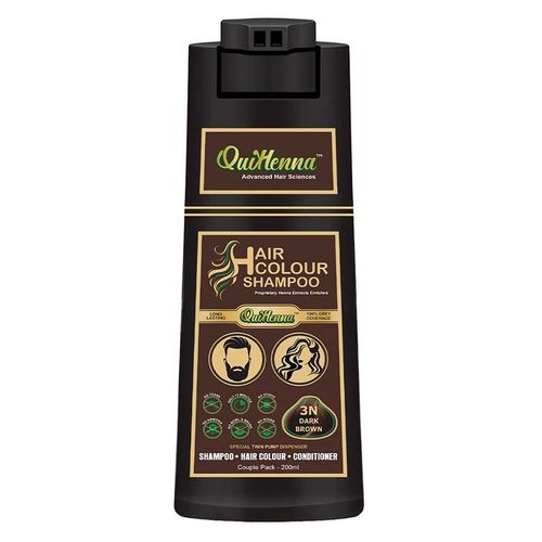 Quikhenna Hair Color Shampoo 3N Dark Brown- 200 ml | Ammonia-Free | Quick & Effortless Grey Coverage | Salon-Like Hair Color At Home | Hair Dye Coloring For Men & Women | Instant Hair Colour Solution