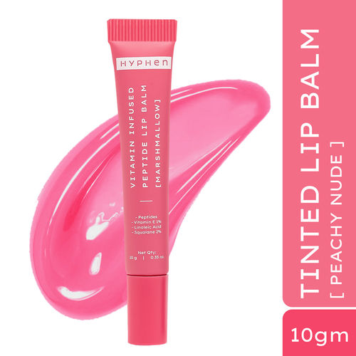 Hyphen Vitamin-Infused Peptide Tinted Lip Balm - Marshmallow | 24 Hrs Moisturization, Smoothens, Barrier Repair| Natural Pink Tint - 10g