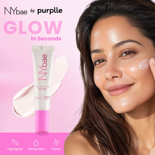 NY Bae PRO Strobe Cream - Pink Topaz (12 gm) | Primer + Highlighter + Moisturizer | Dewy Makeup | Glowing Korean Skin | Best Suited For Normal To Dry Skin