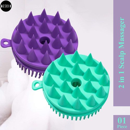 MeSkin Dual Side Round Scalp Massager (Assorted Colors, Pack Of 1)