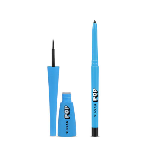 SUGAR POP Eye Essentials - Matte Eyeliner 01 Black - 4.5 ml & Longwear Kajal 01 Black - 0.30 gms x 2 - Set of 2