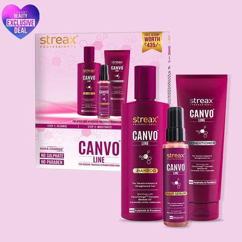 Streax Professional Canvoline Hair Care Combi Kit for After-care of Keratin Treated & Straightened Hair - Combo of 3