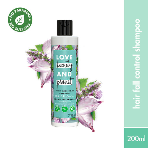 Love Beauty & Planet Onion, BlackSeed & Patchouli Hairfall Control Sulfate Free Shampoo, 200ml