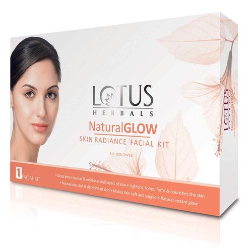 Lotus Herbals Natural Glow Skin Radiance Single Facial Kit | Deep Pore Cleansing | Skin Lightening & Hydrating | 50 gm