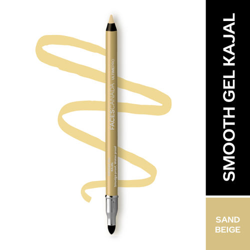 FACES CANADA Ultime Pro Intense Gel Kajal With Smudger & Sharpener - Sand Beige, 1.2 gm | 24 Hr Long Stay | Waterproof & Smudgeproof | One Swipe Smooth Application | 3-in-1 Kajal, Eyeliner, Smokey Eyeshadow