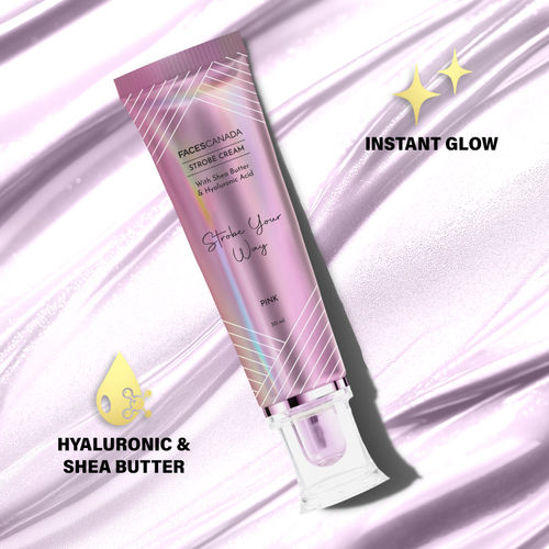 FACES CANADA Strobe Cream - Pink, 30 ml | Primer + Highlighter + Moisturizer | Shea Butter & Hyaluronic Acid | Intense Hydration | Flawless Radiant Dewy Skin | Illuminating & Glowing Makeup Base