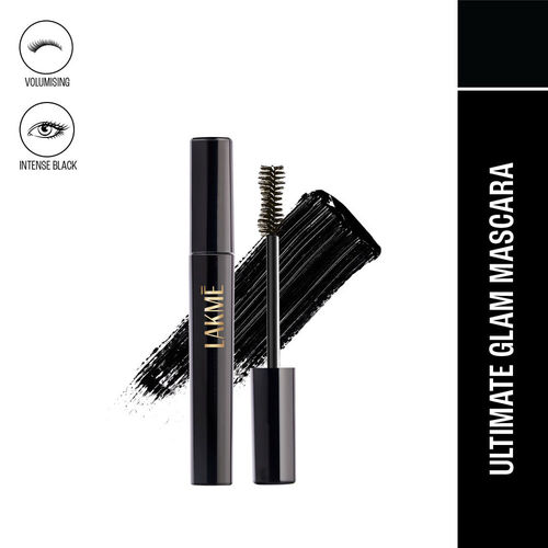 Lakme Ultimate Glam Volumizing Mascara Black, For Fuller Lashes, Easy Application, Intense Black Finish 10 ml