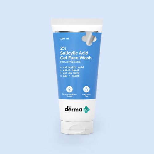 The Derma Co. 2% Salicylic Acid Gel Face Wash | For Oily Skin | With Salicylic Acid & Witch Hazel | Treats Active Acne| Unclog Pores | Controls Oil - 100ml
