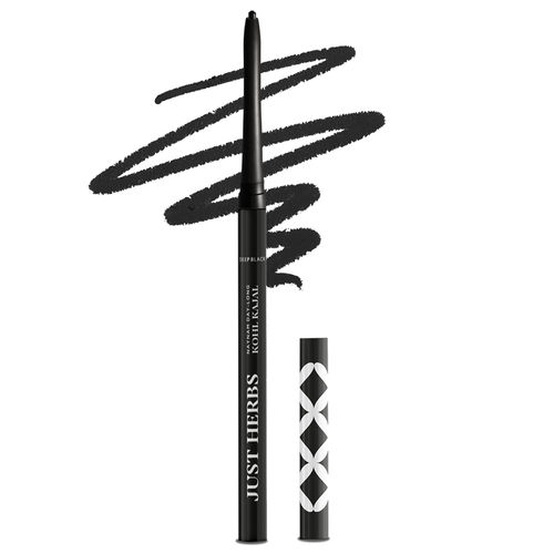Just Herbs Retractable 2 In 1 Herbal Eyeliner + Kajal With Almond Oil & Vitamin E, 11 Hour Stay, Sin gmlestroke, Smud gmeproof & Fadeproof - Black 0.3 gm