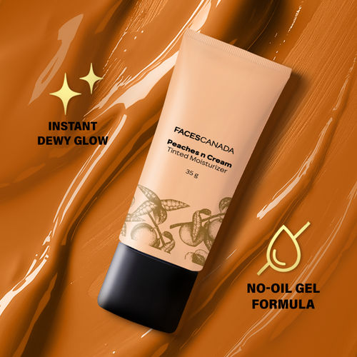 FACES CANADA Peaches N Cream Tinted Moisturizer - Honey Beige 03, Full Size (35 gm) | Soft Peachy, Natural Glow | Lightly Tinted BB Cream | Non Oily Lightweight Gel Formula | Blends Easily | Suitable For All Skin Types